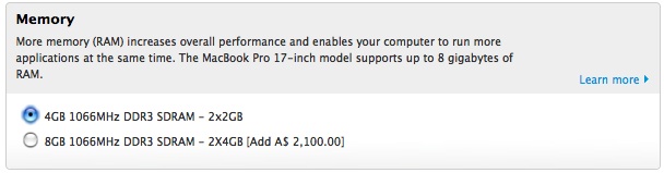 $2100 for 4GB more RAM in the new 17.