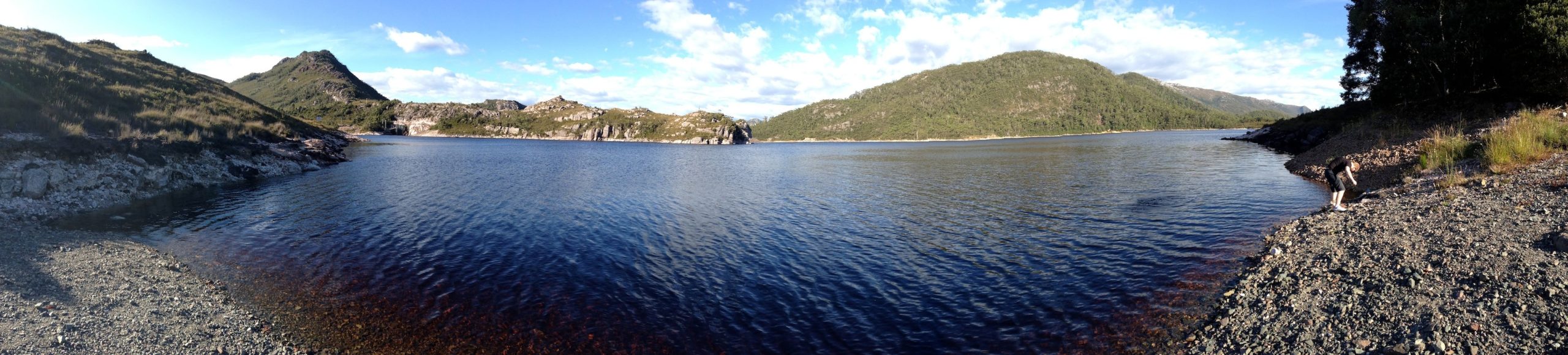 A iPhone-powered panorama of Lake Plimsoll. The panorama feature doesn't do too bad a job, actually.
